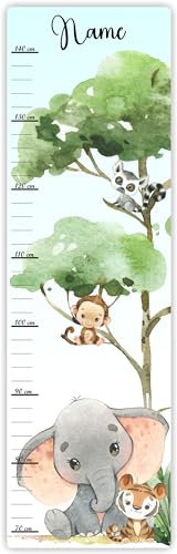 Farbklecks-Collection Kinder Messlatte Elefantenfriends 70-140 cm personalisierbar mit Namen, Messleiste, Kinderzimmer, Holzmesslatte (Bunter Hintergrund)