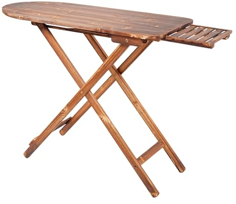 Asse da stiro in legno massello asse da stiro retrò pieghevole ferro da stiro elettrico domestico stendibiancheria verticale grande ripiano in legno (Color : Beige)