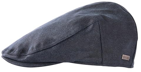 TOP-EX Men's Faux Leather Waterproof Flat Cap with Peaked Visor - Stylish Navy Newsboy Baker Boy Hat for Golf, Fishing, Shooting, Walking, and Hunting - Gatsby Duckbill Cap, Sizes M/L
