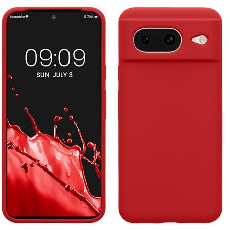 kwmobile Handyhülle für Google Pixel 8 Hülle, für Pixel 8 Case - Hülle Silikon - kabelloses Laden - Klassisch Rot