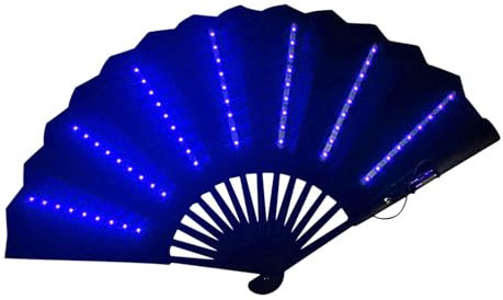 JINGAN LED-Handventilator, Festival-Faltventilator für , Mehrzweck-Karneval, tragbarer Handventilator für Bühne, Bar, Bauchtanz, Fotografie