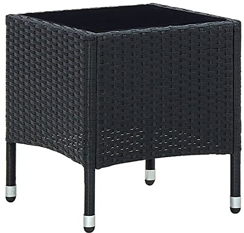 Sufrk Gartentisch Terrassentisch Wetterfest Lounge Tisch Outdoor BalkonhäNgetisch Schwarz 40x40x45 cm Poly Rattan
