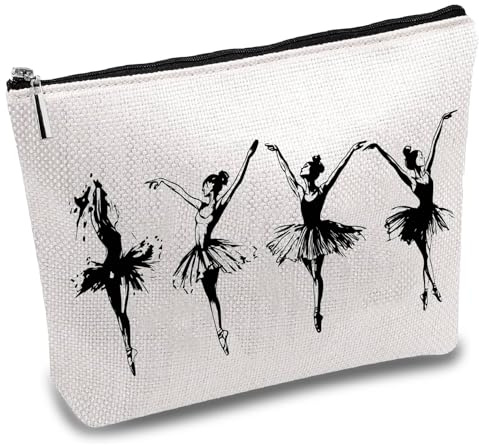CREATCABIN Borsa Il Trucco in Tela Ballerine Danza Classica Borse Cosmetici Astucci Viaggio Portatili Astuccio Penne Astuccio Cerniera Articoli Toeletta Borsa Multiuso Kit Regalo 25 x 18cm
