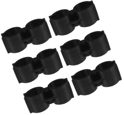 GARVALON 6pcs Dual Hose Clamp and Pole Connector for Broom and Dustpan, Plastic Double Tube Clips (25mm Inner Diameter) for Secure Broom Rod Connection in Household Cleaning