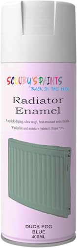 SCOOBYS PAINTS BACK IN THE MIX Radiator Aerosol Spray Paint Heat Resistant To 100ºC - Quick Air Drying No Primer Needed anti rust moisture resistant (Duck Egg Blue)