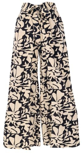GURU SHOP Palazzohose, Weite Boho Sommerhose, Baumwoll Hosenrock - Schwarz/beige, Damen, Size:S/M