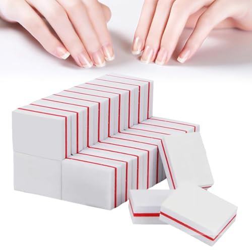 HABNI 30 pièces de Lime à Ongles, Blocs de Lime à Ongles Professionnels et Rembourrés pour la Manucure (Blanc)