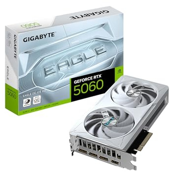 GIGABYTE GeForce RTX 5060 Eagle OC ICE 8G Graphics Card, 8GB 128-bit GDDR7, PCIe 5.0, WINDFORCE Cooling System, GV-N5060EAGLEOC ICE-8GD Video Card