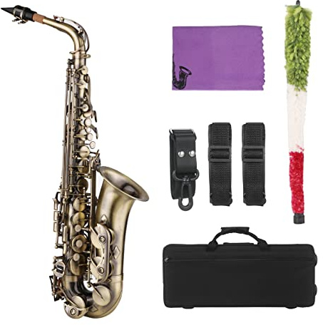 LUCKDANO E Flaches Altsaxophon, EB Alto Horn EB Altsaxophon Anfänger Saxophon Vintage SAX Student