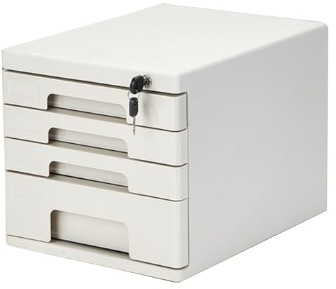 Archivador De Escritorio Con Cerradura: Organizador Para Documentos Tamaño A4/carta, Archivador Multicapa Para Oficina En Casa, Carpetas, Papeles Y Archivos.(Grigio,4-layers)