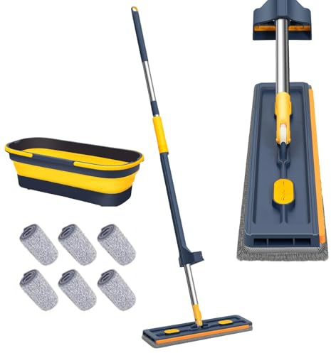 Escoba de cabeza plana – Herramienta de limpieza para suelos, escoba plana grande para casa, azulejos, baño, salón, dormitorio, cocina, moqueta, parquet