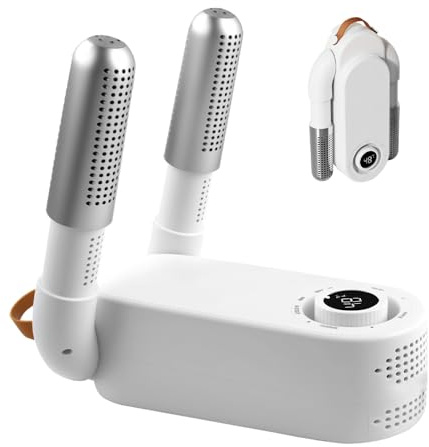 Rakuker Secador de Zapatos Eléctrico, Secador Zapatos con Temporizador y Luz UV, Secador de Botas de Futbol Plegable, 48 ℃ Temperatura Constante, Secador Zapatillas Deporte para Zapatos