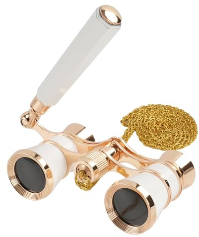 Opernglas 3x25 für Damen & Kinder, BK7 Prismen Optik - Verstellbarer Griff & Kette, Vintage Mini Theaterfernglas, Kompaktes Reise & Konzert Fernglas, Geschenk in Geschenkbox (Weiß)