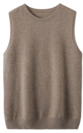 shownicer Pullunder Damen Ärmellos Strickweste Einfarbig Rundhal Strickpullover A Kaffee XL