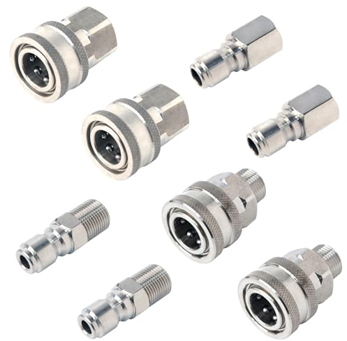 Cenforge Pressure Washer Quick Connect, 3/8 Inch Quick Connect Pressure Washer Fittings, Stainless Steel, 8-PC, Female and Male Thread
