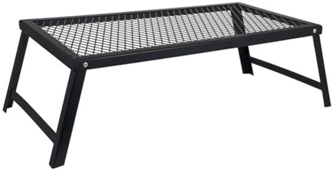 Homeponnew Outdoor Folding Table for Camping, Picnics and Barbecues, Portable Lightweight Grill Stand with Heat-Resistant Black Steel Frame, 55 x 30 x 19 cm