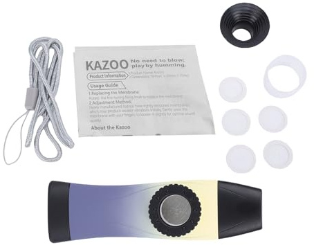 CHICIRIS Kazoo, Musikinstrument aus Metall mit Einstellbarem Klang und Einzigartiger Wellen-Akustikmembran Zum Singen von Kindern und für Partyreisen (Gelb und Blau)