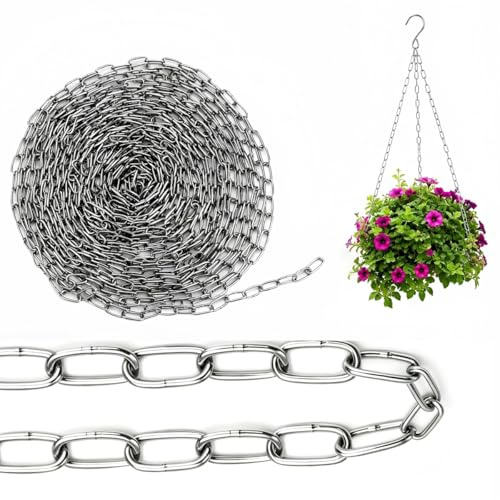 10 Meter 304 Edelstahlkette Meterware Stahlkette 1.5mm, Metallkette Gliederkette Edelstahl Kette, Rundstahlkette, Edelstahlkette Starke für Hundeleinen, Hängesessel, Wäscheleine und Schaukeln