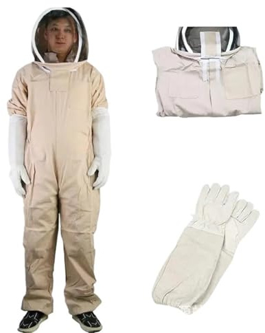 Biodlardräkt Professionell biodlingsdräkt med handskar, professionell kostym för män och kvinnor, biodlaroveraller (XL)