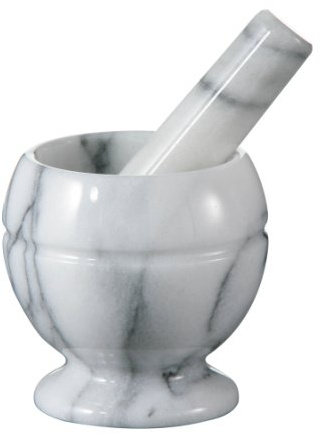 Premier Housewares 1001122 Mortier et Pilon en Marbre Blanc Poli