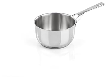 Barazzoni, My Pot, Casseruola 1 manico ø14cm, Acciaio Inox 18/10, Capacità 0,8lt, Triplo fondo adatto anche per Induzione, Made in Italy