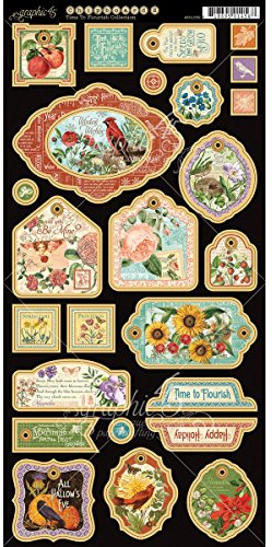 Graphic 45 Time to Flourish Decorative Chipboard for Scrapbooking