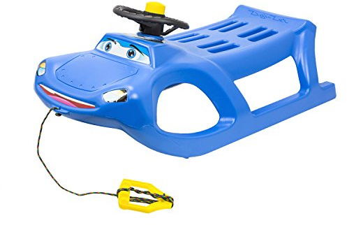 Zigi-Zet Slitta sterzante - a forma di automobile, con pattini in acciaio e corda - con volante e clacson