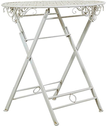 Biscottini Fällbart utomhusbord 70x76cm | Fällbart soffbord för balkong och trädgård i smidesjärn