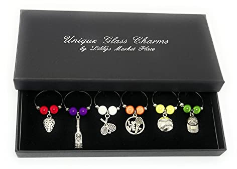 Libby's Market Place I Love Tennis Wine Glass Charms with Gift Box