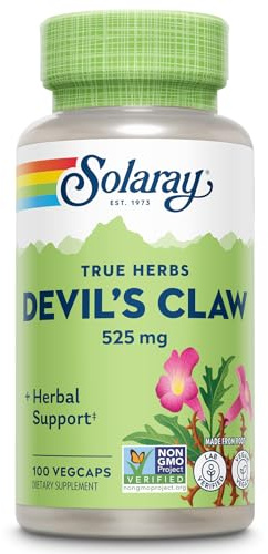 Solaray Devil's Claw Root 525 mg - Devils Claw Herbal Supplement, Devilsclaw Herb Pills, Cartilage Support for Men & Women, Non-GMO, Lab Verified - 100 Vegan Capsules