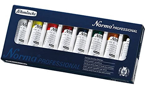 Schmincke - Norma, Ölfarben Grundsortiment, 8 x 35 ml feinste Künstler-Farben, 71 110 097, Kartonset, moderne, umweltbewusst rezeptierte Ölfarbe, Ölmalerei
