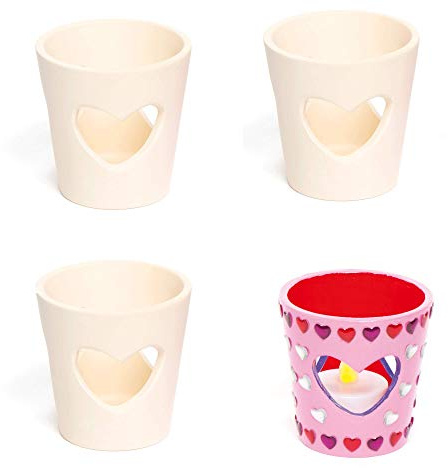 Baker Ross Mini-Teelichthalter aus Keramik, für Kinder zum Bemalen und Dekorieren, 4 Stück, EF371