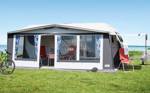 BERGER Palma II Reise Vorzelt Wohnwagen - Wasserdicht grau/weiß - 881-910 cm