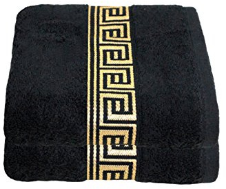 Julie Julsen 2er Pack Saunatücher Reine Baumwolle Qualität 600 GSM Saunatuch Strandtuch Schwarz-Gold 80 x 200 cm