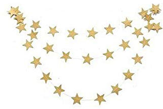 Brussels08 4m Long Wall Hanging Paper Star Garlands String Garland Paper Chain Party Star Bunting Banner for Wedding Birthday Party Baby Shower Photo Props Decoration Garlands Gold 13 ft