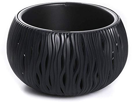 Blumentopf Pflanzentopf Balkontopf Hängetopf Aufhängen Welle-Design mit Einsatz wählbar (370 Anthrazit)
