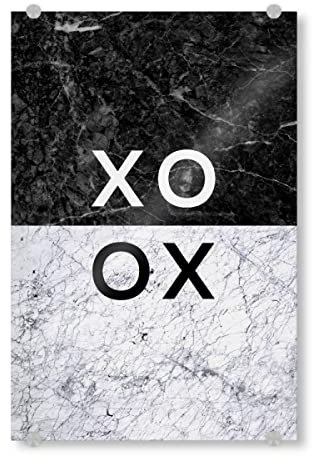 artboxONE Acrylglasbild 45x30 cm Typografie XOXO Black & White - Bild XO Print Abstrakt Badezimmer