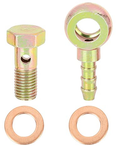 X AUTOHAUX 8mm Banjo Hose Barb Bolt Fittings Banjo Bolt Washer Kit Bronze Tone Metal for Motorcycle Car