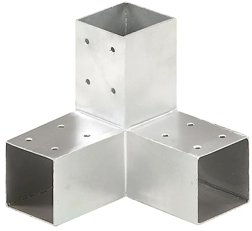 vidaXL Pfostenverbinder Y-Form 3 Hülsen Balkenschuh Holzverbinder Eckverbinder Pfostenecke Balken Verbinder Feuerverzinkt Verzinktes Metall 71x71mm