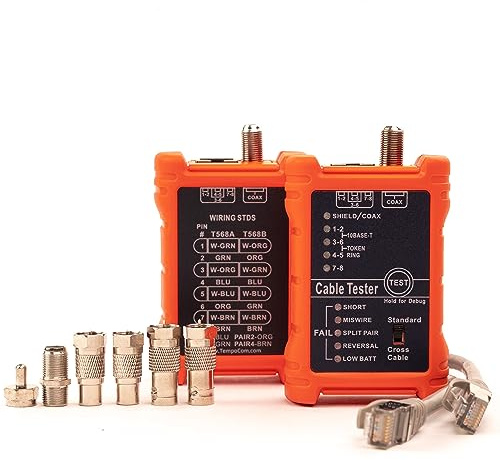 TEMPO Communications PA1594 Network Cable Tester | LAN & AV Cable Continuity Tester | 8-Way RJ45, UTP, STP, Coaxial Cables