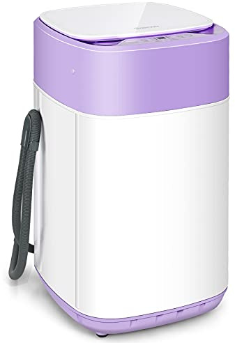 COSTWAY Portable Washing Machine, 8 Lbs Capacity, Built-in Drain Pump, Compact Laundry Washer with 6 Programs, 6 Water Levels, Child Lock, Full-Automatic washer for RV, Dorm, Apartment, Purple