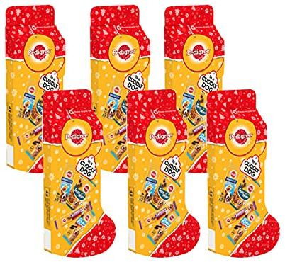 Pedigree Weihnachtsstrumpf, Geschenk für erwachsene Hunde, gemischt, 367 g, 6 Stück