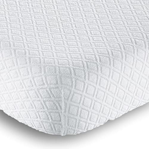 Home Tresor | Coprimaterasso Singolo Spugna Elastica | Lavorazione Jacquard | 1 Piazza | Adattabile cm 90x190| cm 90x200| cm 100x200 h. materasso 25 cm | 50% Cotone 50% Poliestere