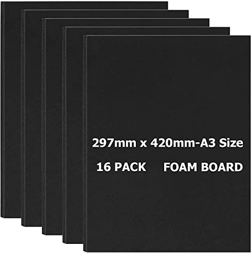 SENENQU 16 Piezas Carton Pluma A3 Negro 5 mm, Planchas de Espuma para Manualidades, Foamboard Ligero para Maquetas, Cartelería, Presentaciones y Oficina
