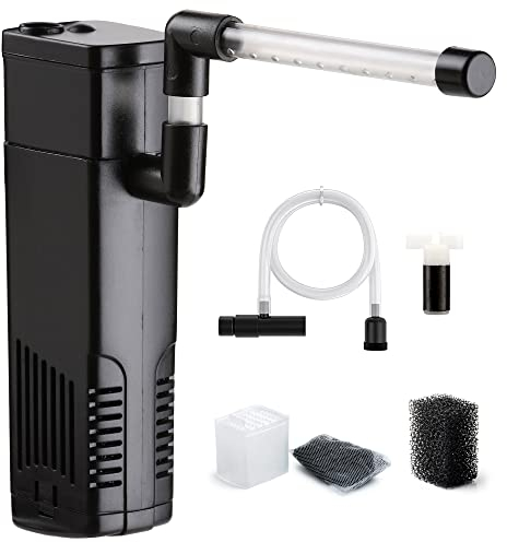 NICREW Fish Tank Filter, Internal Aquarium Filter for Small Tank, Coldwater or Tropical Aquariums, Up to 20L Black