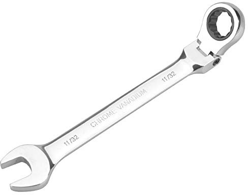 FLZOSPER Llave de trinquete con cabeza flexible SAE de 1/4-1 pulgada, Llave Estrella Combinada de Trinquete de 72 dientes (11/32 pulgadas)