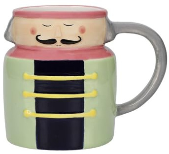 KitchenCraft Taza de cerámica The Nutcracker Collection, 3 ml, con etiqueta de regalo, verde/negro