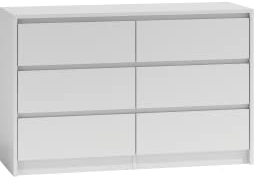 CDF Moderne Kommode Karo K6 K120 | Farbe: Weiß | Schrank für Dokumente, Kleinigkeiten | Ideal für Wohnzimmer, Schlafzimmer, Kinderzimmer, Jugendzimmer und Büro | 6 geräumige Schubladen