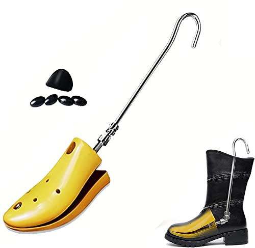 1 barella per scarpe per piedi spessi, allungamento stivali da lavoro altezza del collo del piede, Adjuatable Pro Scarpone Alberi Espansore più alto, Giallo, Large