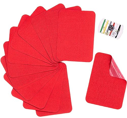 TXSN 12PCS Iron-on Repair Patch, Cotton Repair Patch for Clothes Pants Mending and Decorating Size 3 by 4-1/4, Red